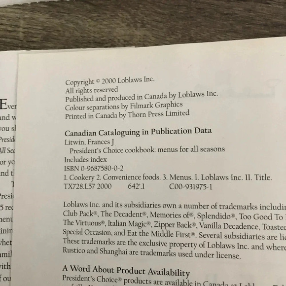 Presidents Choice Cookbook - Picture 6 of 8